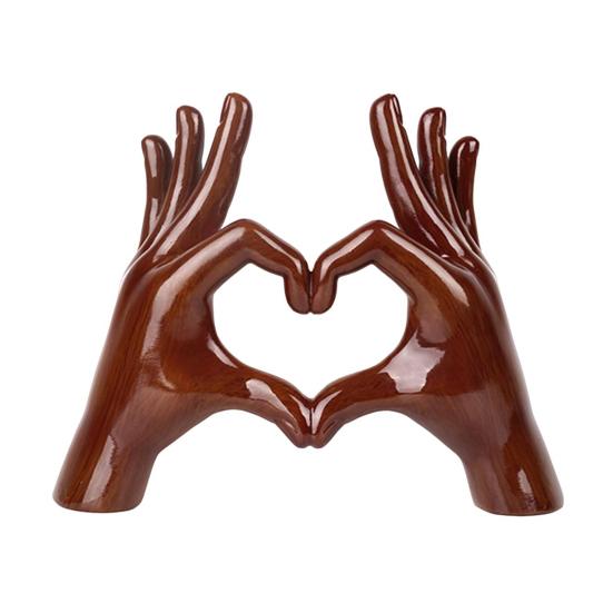 Estatueta de gesto de amor em resina, coração de amor, mãos, escultura, gesto de coração, peça de arte, ornamento de mesa para casa, sala de estar, quarto
