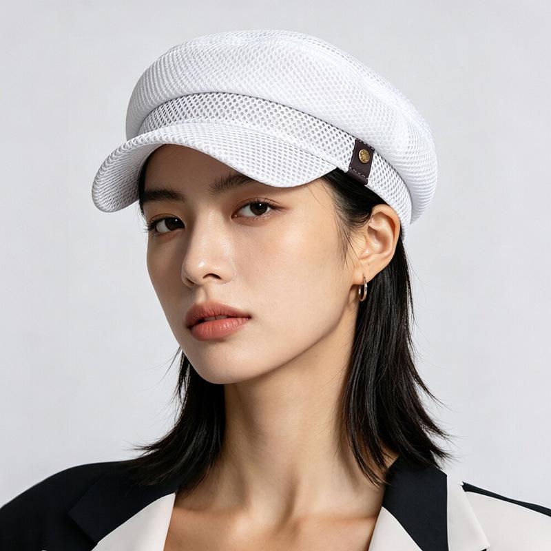 New Four Seasons Beret Hat Sunscreen Mesh Thin Flat Top Duck Tongue Hat Unisex Fashion Retro Military Caps Casual Equestrian Hat