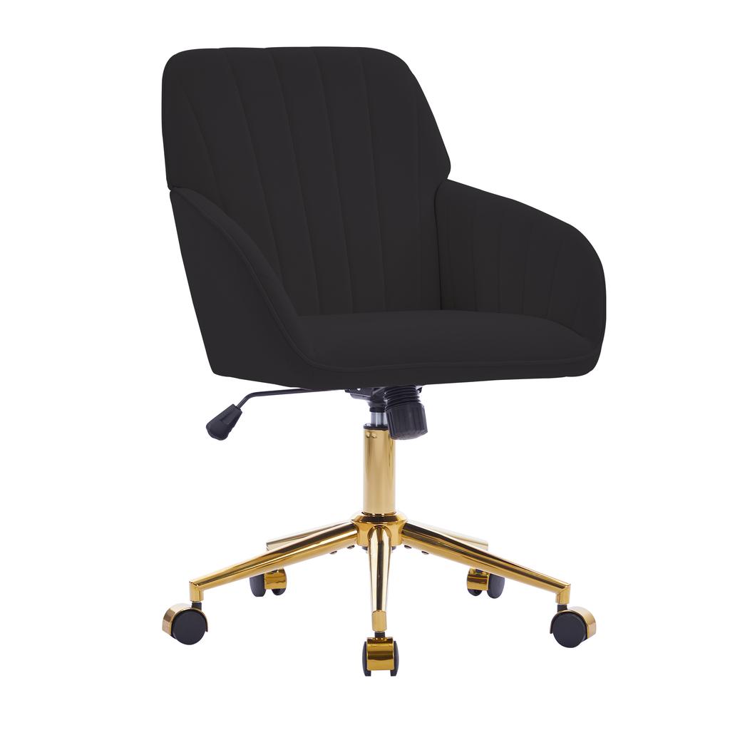 Height-Adjustable Office Swivel Chair for Home and Bedroom, Ergonomic Swivel Chair with Backrest, Suitable for Long Sitting. Black