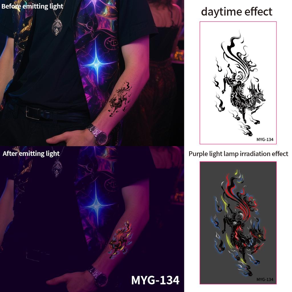 UV Reactive Water Transfer Temporary Tattoos Glow-in-the-Dark for Night Parties Sexy Style for Face Body Application Paper
