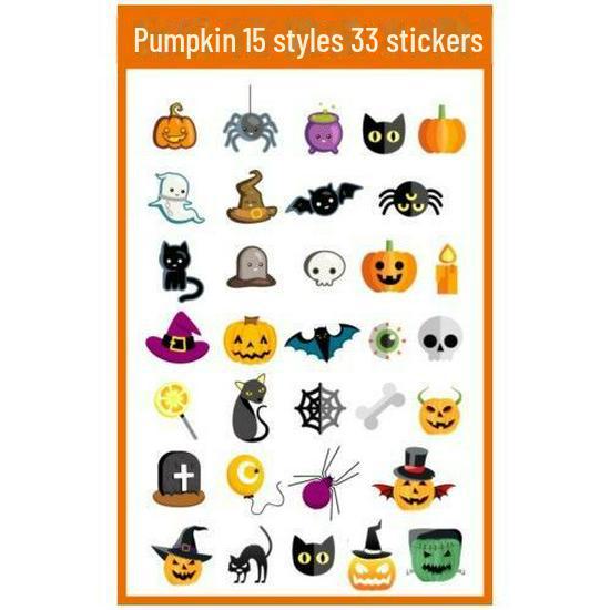 Children's Halloween Cartoon Tattoo Stickers - Cute Pumpkins, Ghosts, Skulls, Waterproof & Durable