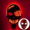LED Light Up Halloween Mask Scar One Eyed Pirate Mask with Blood Terror Cold Light for Festival Cosplay Halloween Costume