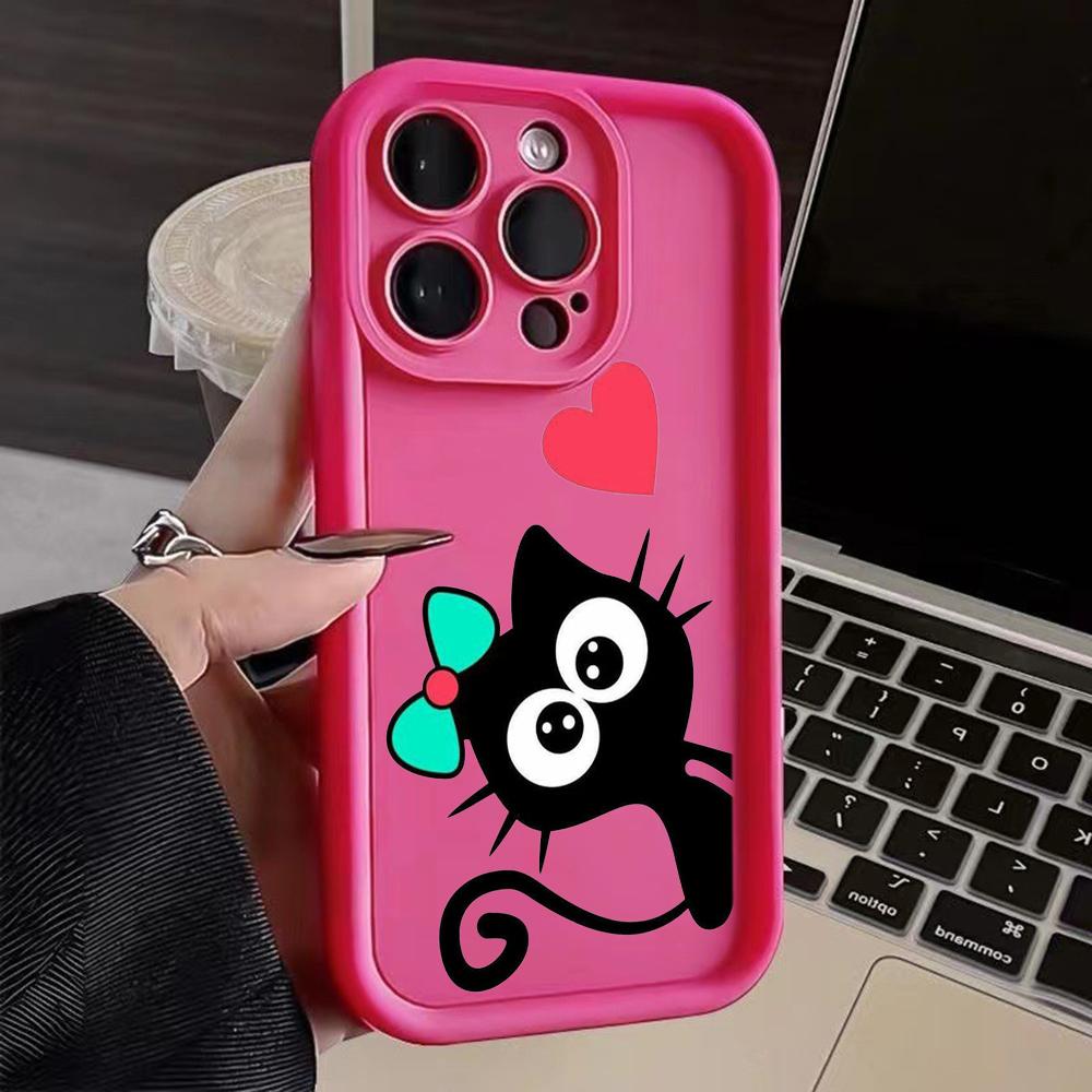 LZ11 cat Cute art design Silicone Phone Case for iPhone 11 13 14 15 16 Pro Max 7 8 16 Plus 12 mini XS Max XR Shockproof Back Cover