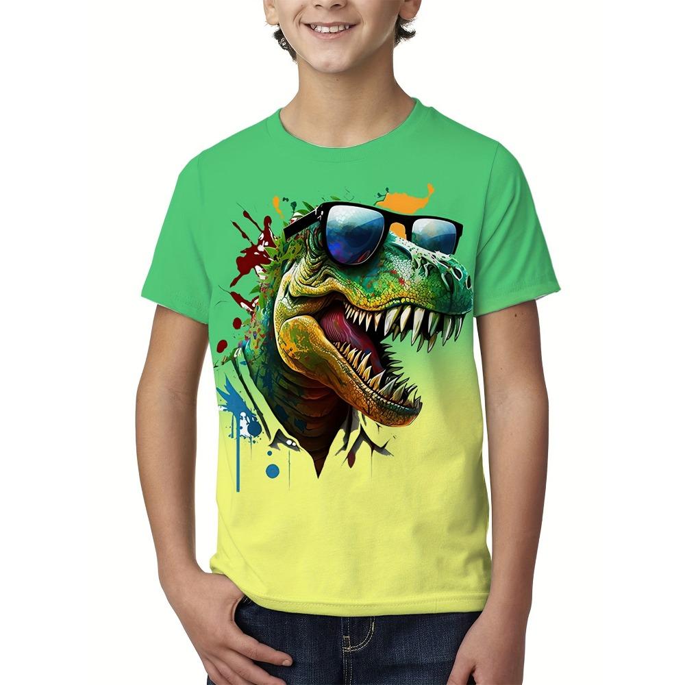 Children's Halloween Shark Pumpkin Printed Boys' T-shirt Short Sleeve Cartoon Pattern T-shirt Round Neck Children's Clothing