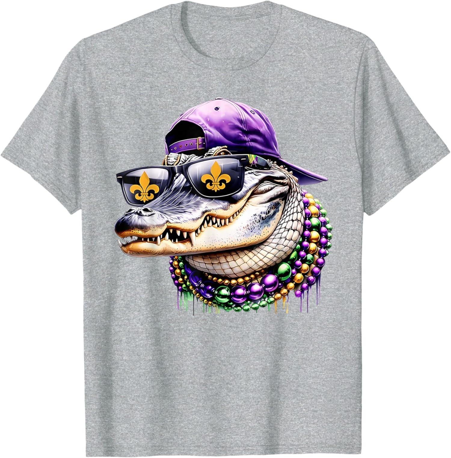 Mardigator Mardi Gras Alligator Costume Mardi Gras Unisex T-Shirt for Gift Size S разноцветный