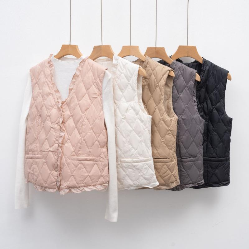 Autumn and winter down vest stacked inside V-neck light down liner vest slim liner women's clothing