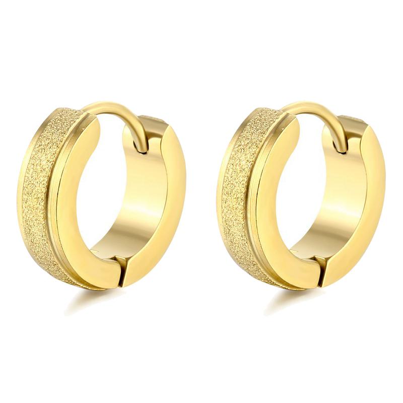 1 Pair Unisex Classic Punk Simple Circle Stainless Steel Earrings For Women Men Cool Round Huggie Hoop Earrings Female Zircon золотой