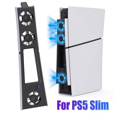 Leiser, verbesserter Kühllüfter für die PS5 Slim-Konsole(Digital/Disc) Mit LED-Leuchten Effizientes Kühlsystem für Playstation 5 Slim