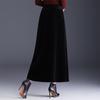 Golden Velvet A-line Skirt, Winter 2025, Elegant Korean Style, High-Waisted, Mid-Length, Slimming, Large Hem.