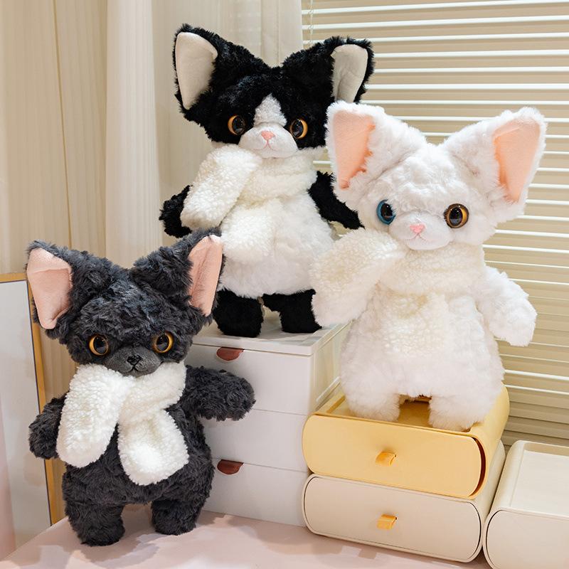 Cute cute scarf German cat doll plush toy black kitten doll girl soothing rag doll
