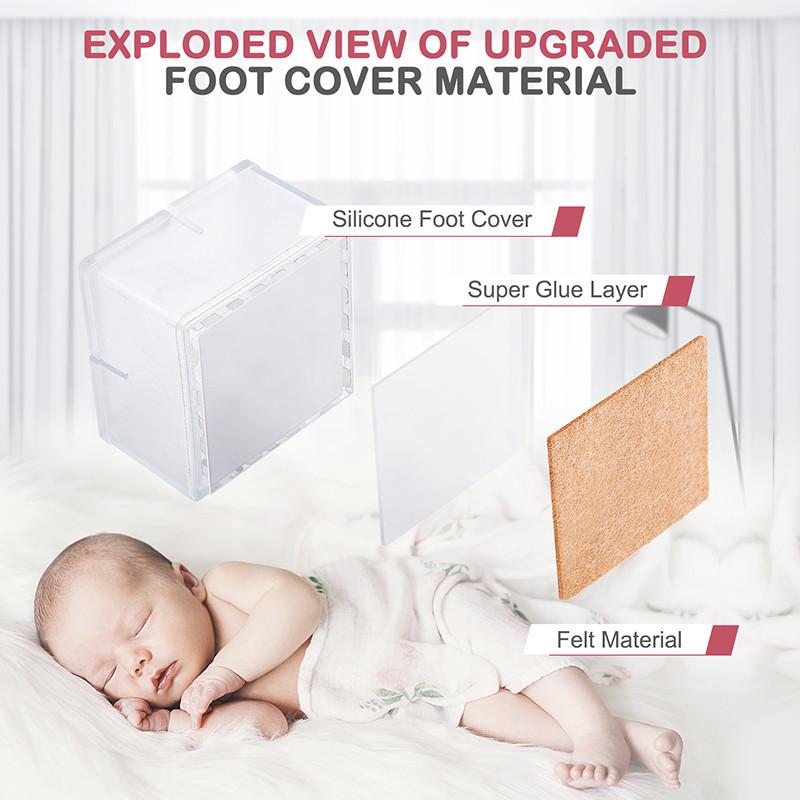 16 bucăți din silicon pentru picior de masă și scaun, pentru picioare, capace Capace pătrate, șosete, pentru picioare, anti-alunecare, pentru mobilier.