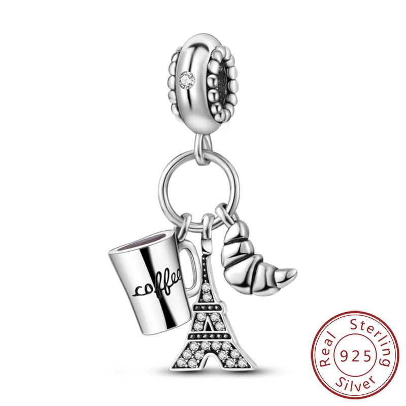 Copper Charms Bead Dangle Airplane Luggage Passport Travel Charms Fit Original Charms Bracelet Jewelry Gift