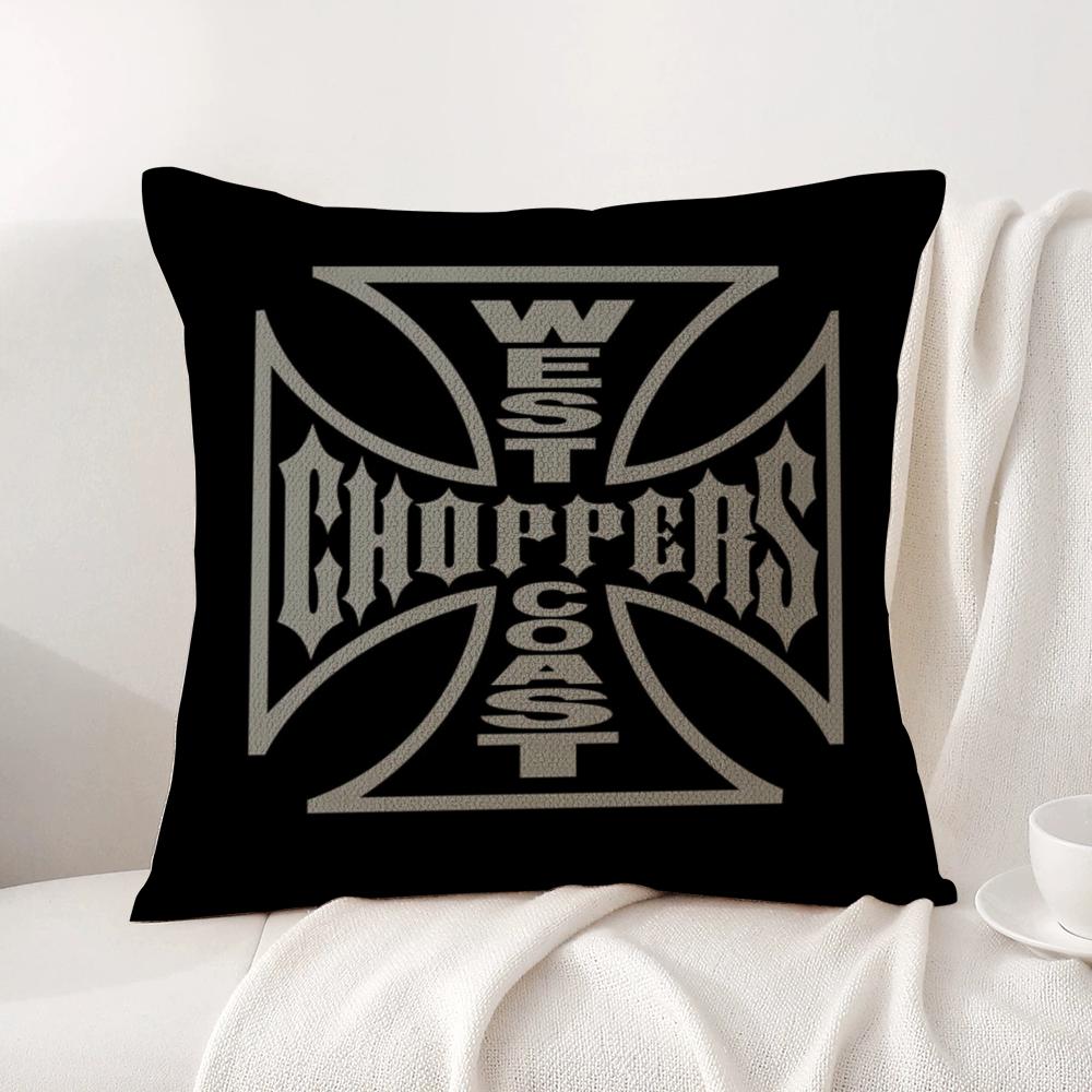W-West Coast C-Choppers Cushion Cover Summer Coolness Linen Fabric Double-Sided Printing Pillow Case Sofa Home Decor Gift