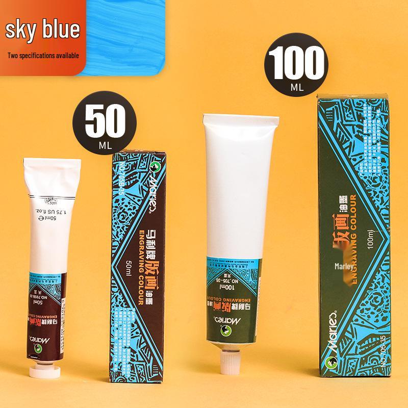 Mali Oil-Based & Water-Washable Printmaking Ink Set: 100ml Colored Ink & 50ml Engraving Pigment