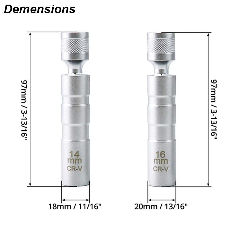 Spark Plug Socket Wrench Adapter 14mm 16mm Install Replace Repair Kit Swivel Torque Magnetic Remove Removal Gap Tool