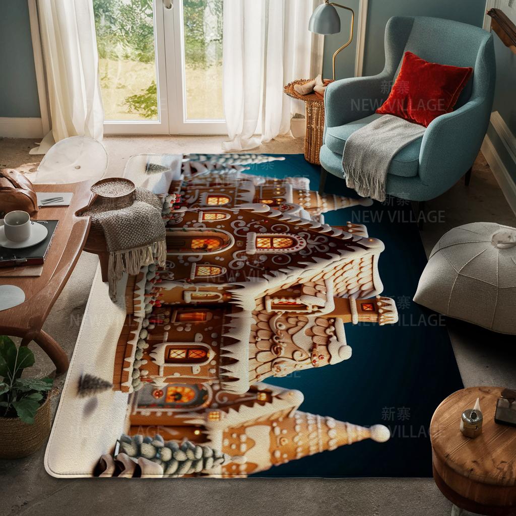 House Entrance Carpet Home Door Mat Living Room Bath Foot Bathroom Non-slip Water Absorption Rugs Bath Merry Christmas Winter
