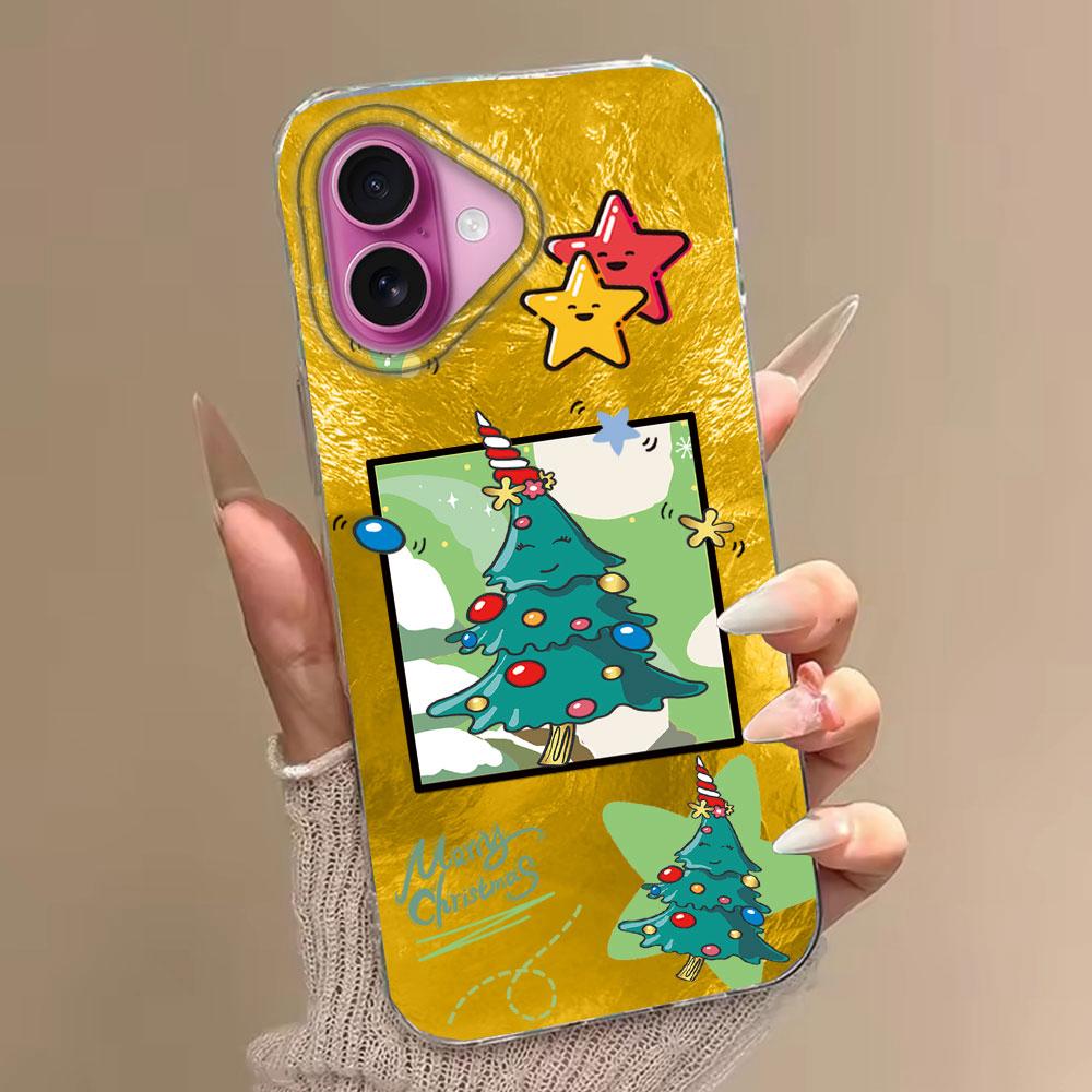 Merry Christmas Elk Tree Girls Women Phone Case for iphone 16 15 14 7 8 Plus 13 11 12 Pro Max X XS XR SE 2022 2020 16e TPU Cover