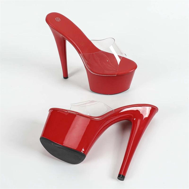 Summer PVC Transparent Women Slippers Fashion Platform Open Toe Nightclub Prom Thin Heels Party Ladies Pumps Shoes