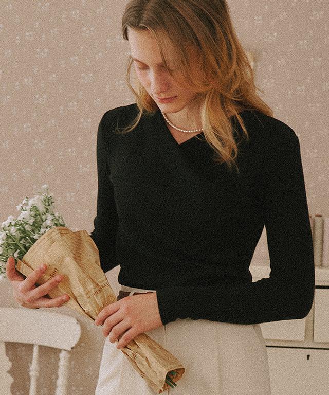 RONRON Wrap Long Sleeve Black