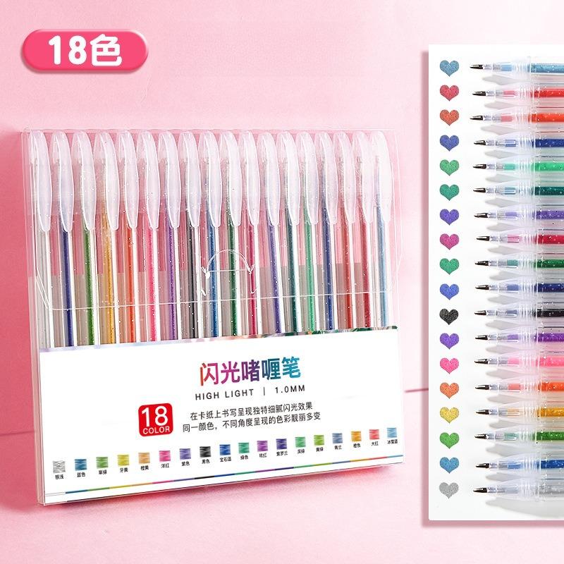 Color Glitter Gel Pen Glow Glitter Gel Pen Morandi Color Notebook Pen To Make Notes Pearlescent Markers