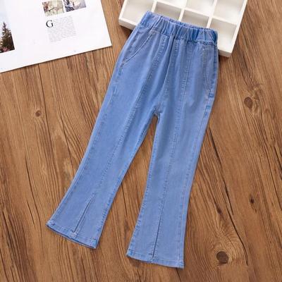 Girls' Summer Bell-Bottom Jeans - Stylish Split Slim-Fit Streetwear for Kids