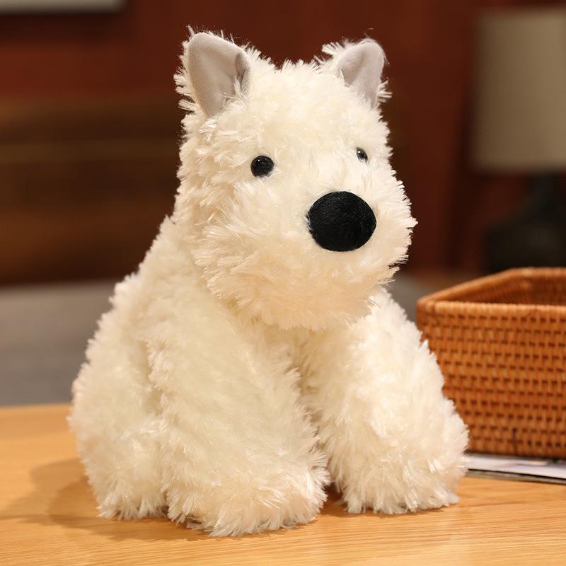 Simulated West Highland Dog Doll Plush Toys Puppy Doll Children's Sleeping Soothing Doll Birthday Gift