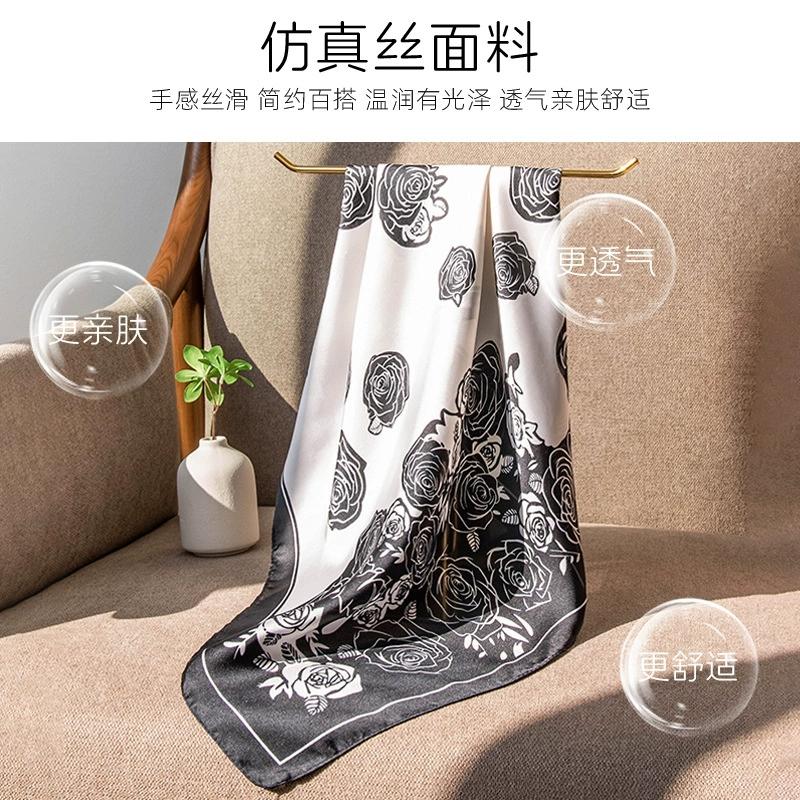 70Cm Small Square Simulated Silk Feminine Scarf Hijab Female Headband Kerchief Luxury Neck Tie Shawl Wrap