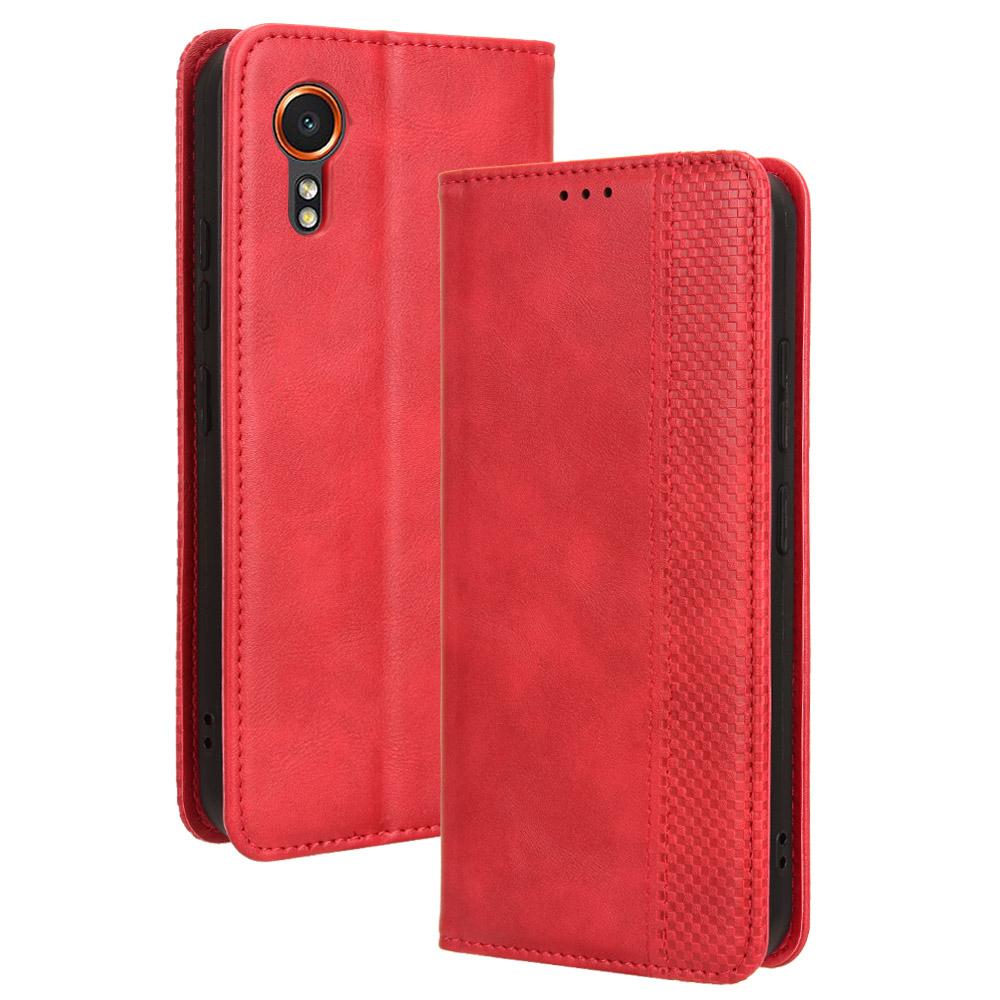 For Samsung Galaxy Xcover7 Wallet Case PU Leather Stand Retro Phone Cover