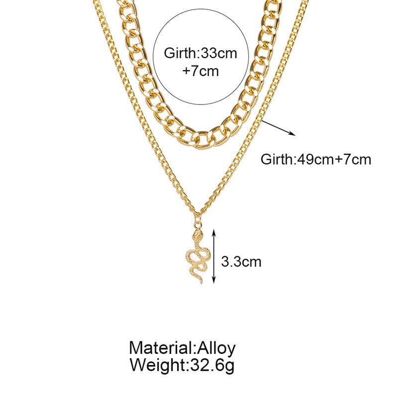Collana Girocollo A Catena Serpente Oro - Corta, Larga, Donna, 30,5 Cm