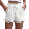 Women's Solid Color Casual Shorts Summer Lace-up Shorts