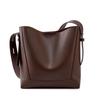 Vintage large capacity simple bucket commuting bag for girls, wide shoulder strap single shoulder bag