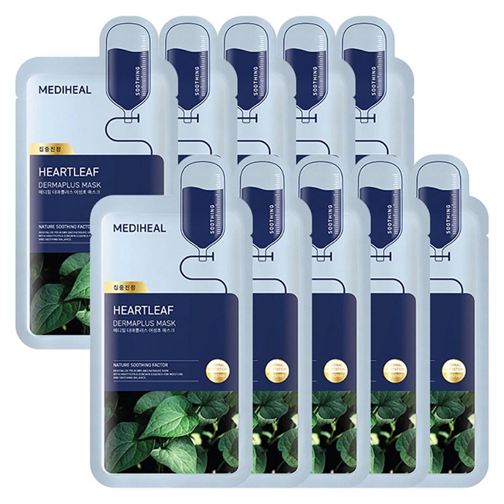 MEDIHEAL Derma Plus Houttuynia Cordata Mask, 10 sheets, 1 pack