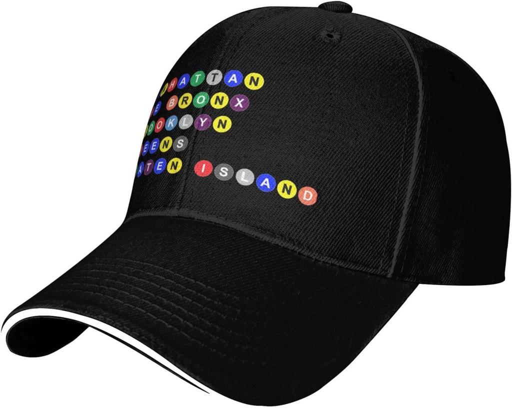 NYC Fünf Boroughs U-Bahn Stil Baseballkappe Verstellbar Polyester Dad Hat für Erwachsene Unisex