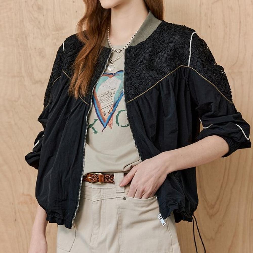 

Maxza Lace Color Block String Zip Up Jumper Zd05qj007on blacks/FREE