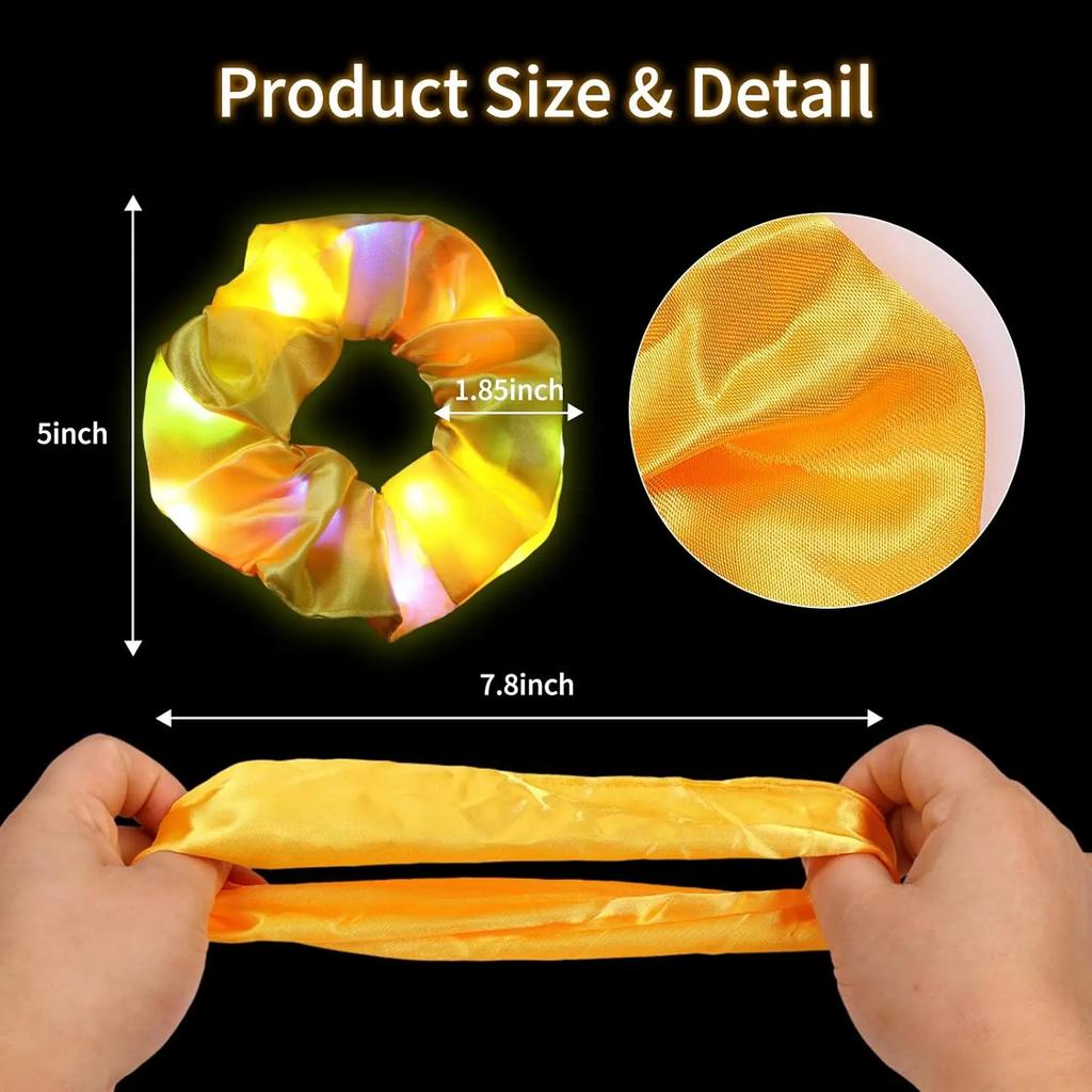 LED Luminous Scrunchies Hairband Ponytail Holder Headwear Elastic Satin Hair Bands Girl Hair Accessories for Party