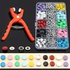 200 Colorful Durable Metal Button Tools Includes Pliers Hand Press Pliers Stainless Steel