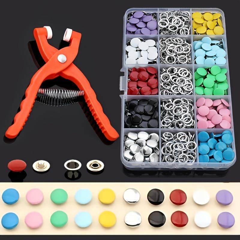 200 Colorful Durable Metal Button Tools Includes Pliers Hand Press Pliers Stainless Steel