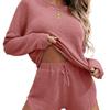 2025 Women's Solid Color Round Neck Casual Long Sleeve Pocket Set