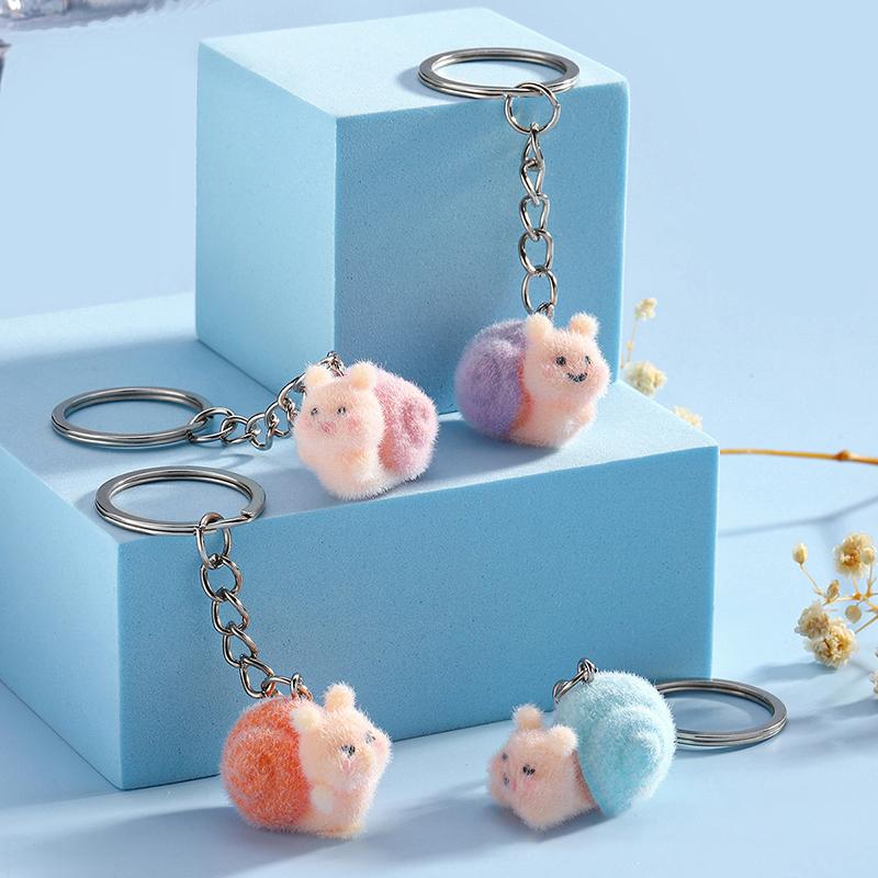Plush Snail Animal Keychain Resin Cartoon Snail Keychain Pendant Bag Car Key Pendant