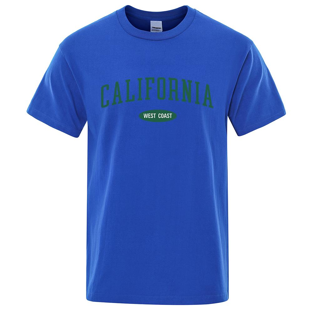 California West Coast Street Letter T Shirt Men  O-Neck Tshirts Summer Cotton Tops Fashion Loose Street Hip Hop T-Shirts