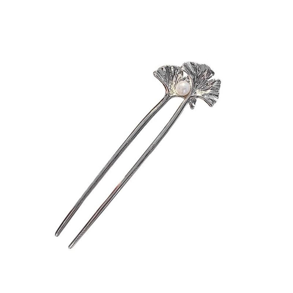 U Shape Ponytail Clip Ginkgo Biloba Pattern Headdress Accessories Elegant Chinese Hairpin  Women