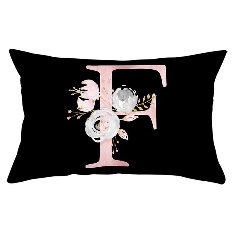 New Black Crown Letter Waist Pillow Cover for Home Peach Skin Sofa Waist Cushion Cover Car Cushion Cover