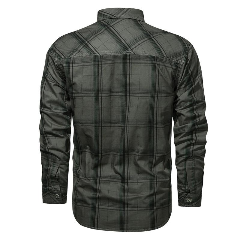 New Men's Spring and Autumn Long Sleeve Striped Shirt Military Uniform Outdoor Shirt Large Size
