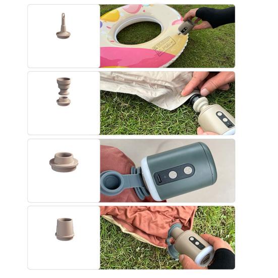 Outdoor Mini Air Pump with LED Light 4 Nozzles Type-C Rechargeable Inflatable