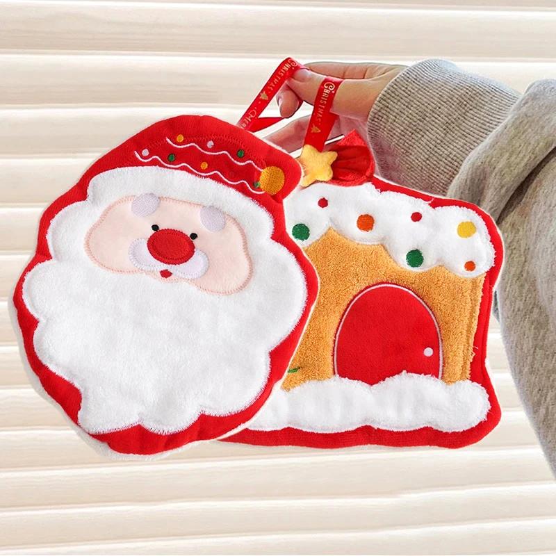 Christmas Towel Cute Christmas Atmosphere Practical Christmas Gift Comfortable Hand Towels Kitchen 4 Styles