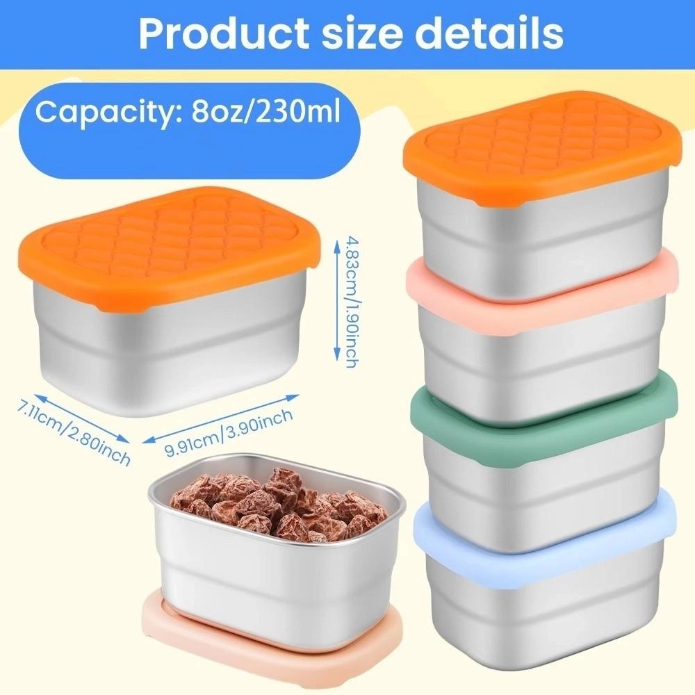 New Stainless Steel Food Container Reusable Silicone Lid Snack Container Sealed Multi-purpose Fruit Storage Box