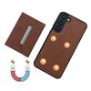 For Samsung Galaxy S22 5G Case with Detachable Card Bag Leather+TPU Phone Cover Kickstand