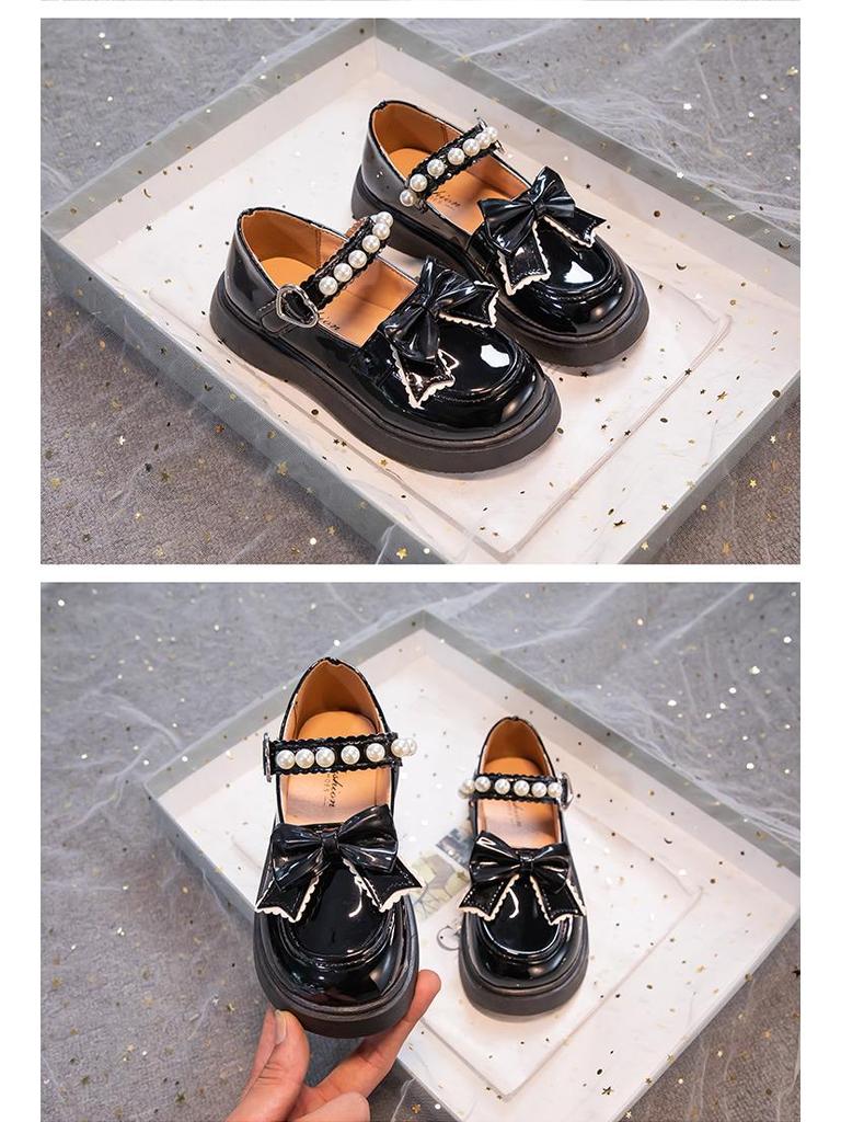 Girls' Black Patent Leather Princess Shoes - Spring/Summer 2025 British Style Performance Footwear