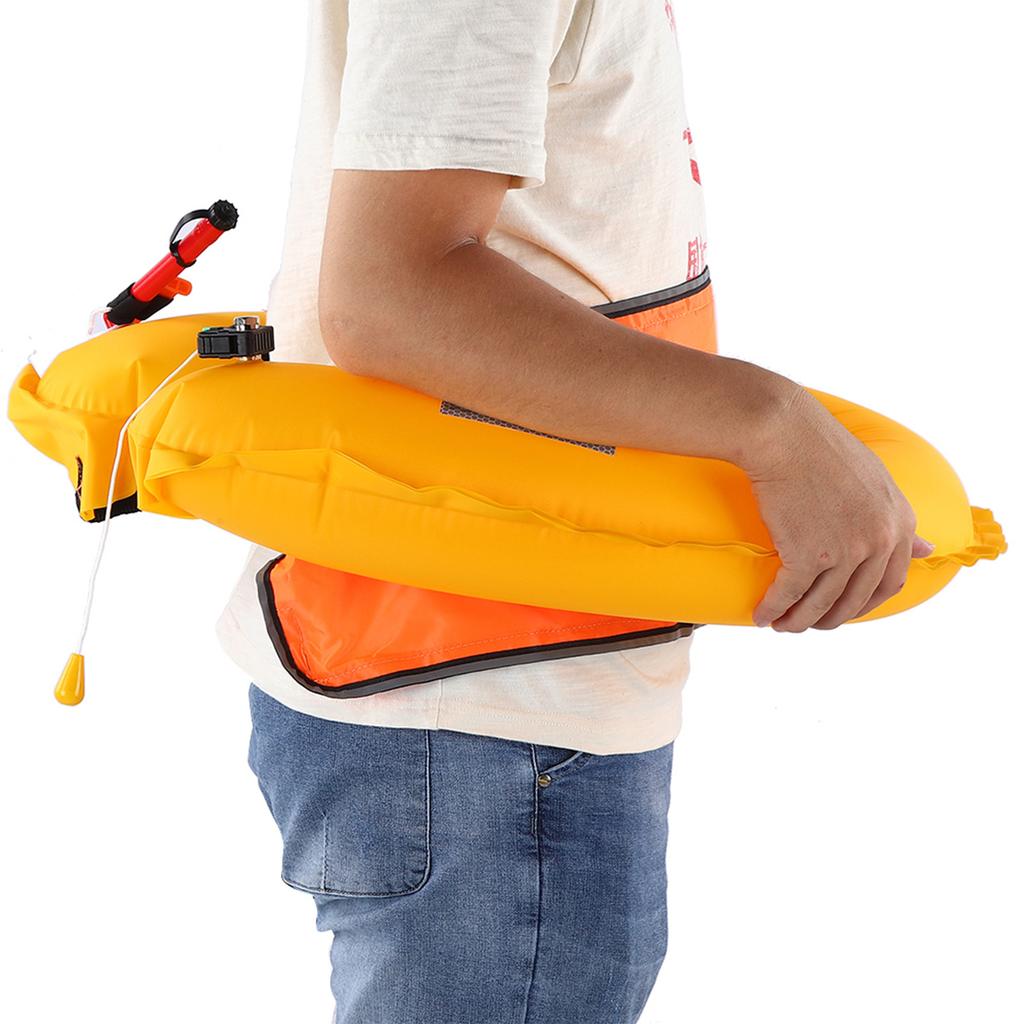 Cintura di salvataggio gonfiabile regolabile con nastri riflettenti e fischietto(Mimetica bianca)