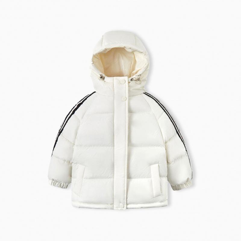 Korejská bavlněná dětská bunda s kapucí Zimní zateplená Teplá Dívčí Chlapecká Ležérní Bavlněné Kabáty Svrchní Oblečení Větruodolné Péřové Bundy